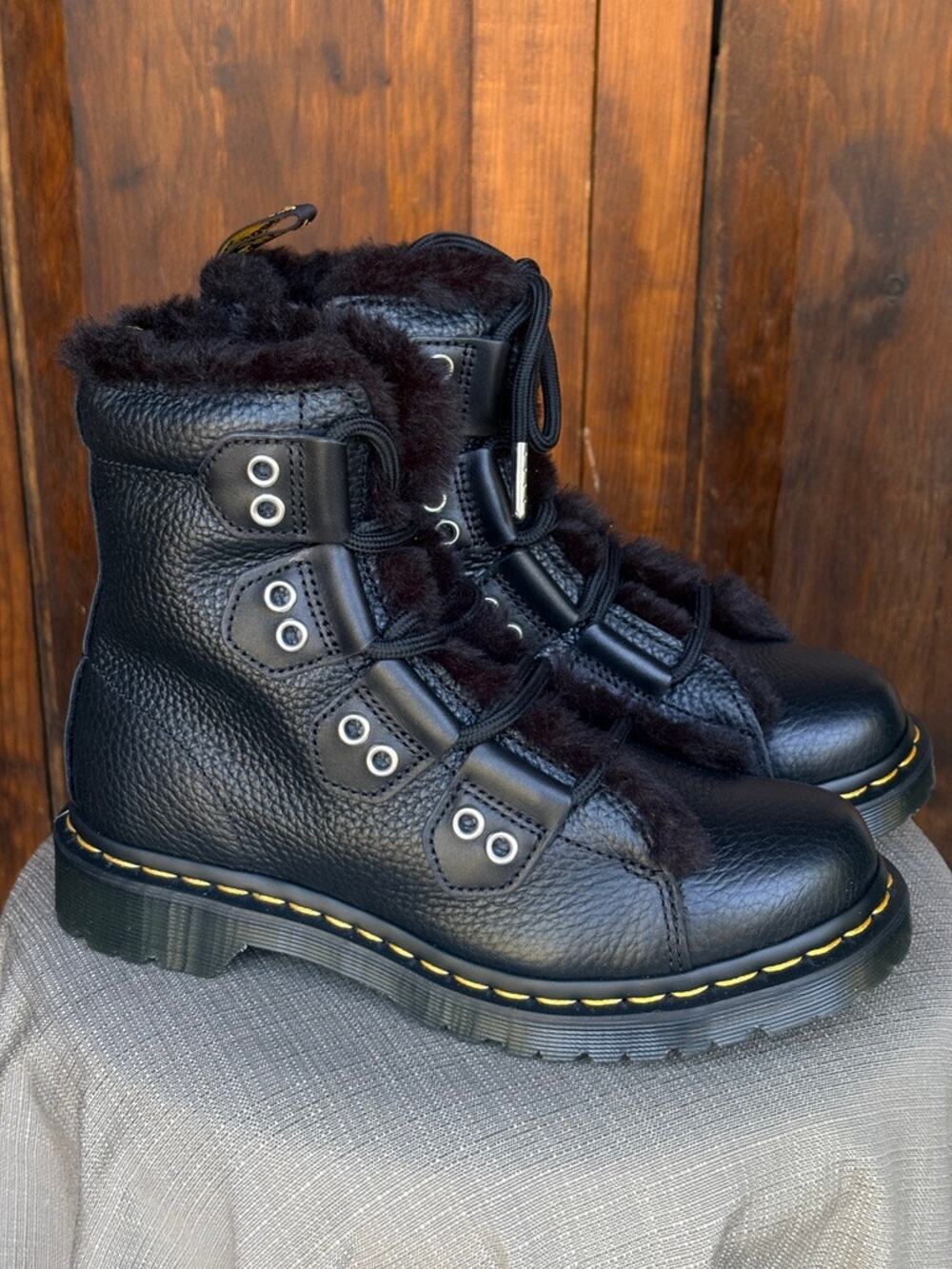Dr. Martens 1460 Ghillie Faux Fur Lined Pebbled Leather Boots – NWOT
